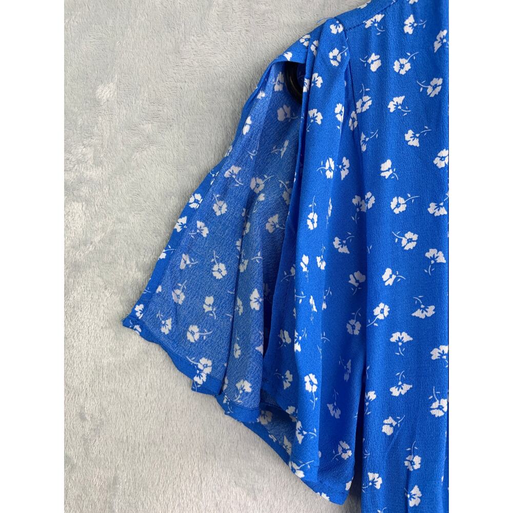 Lulu's Maretta Blue Floral Wrap Midi Dress - Size Small - Picture 6 of 10